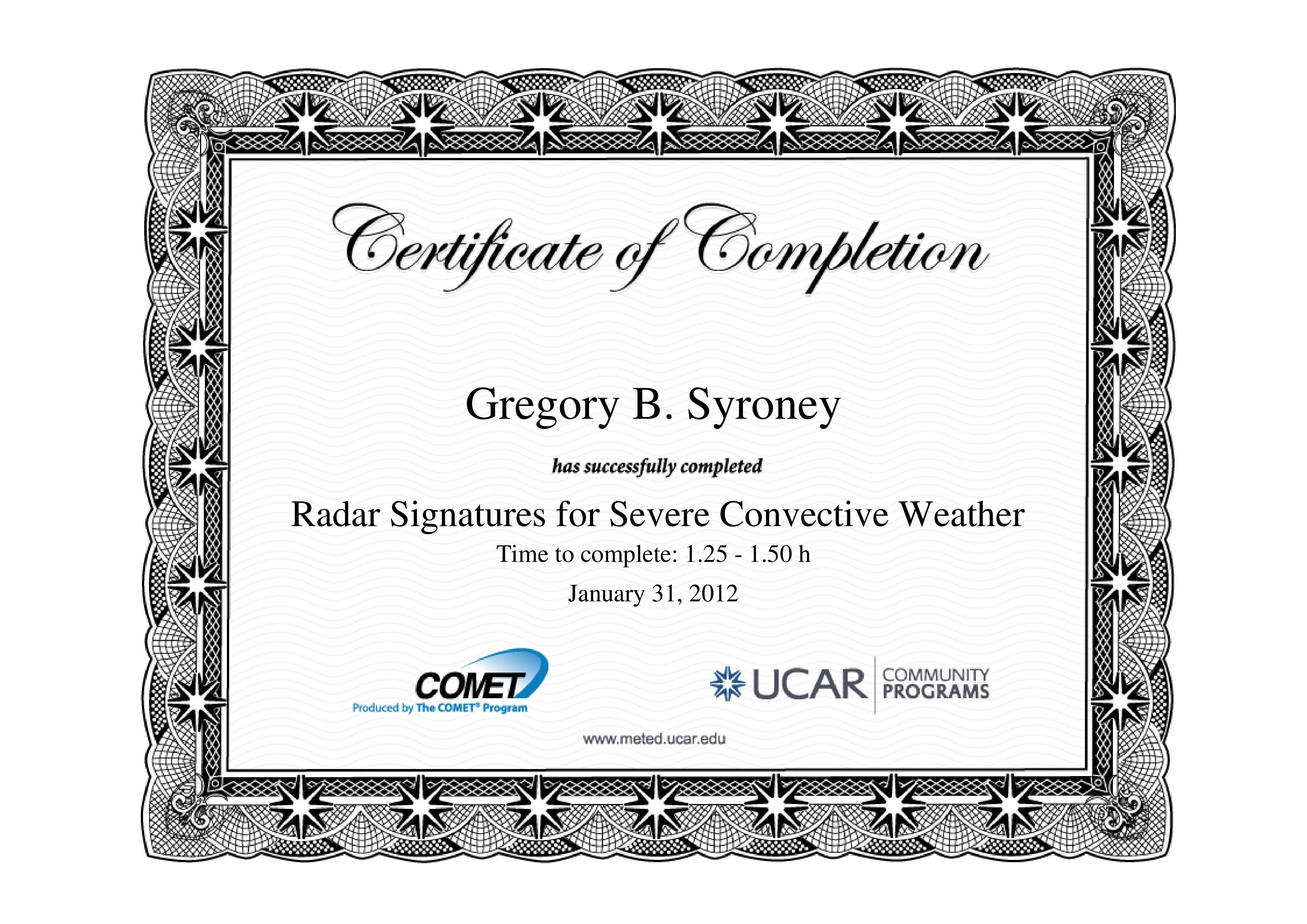 Radar Signatures for Severe Convective Weather