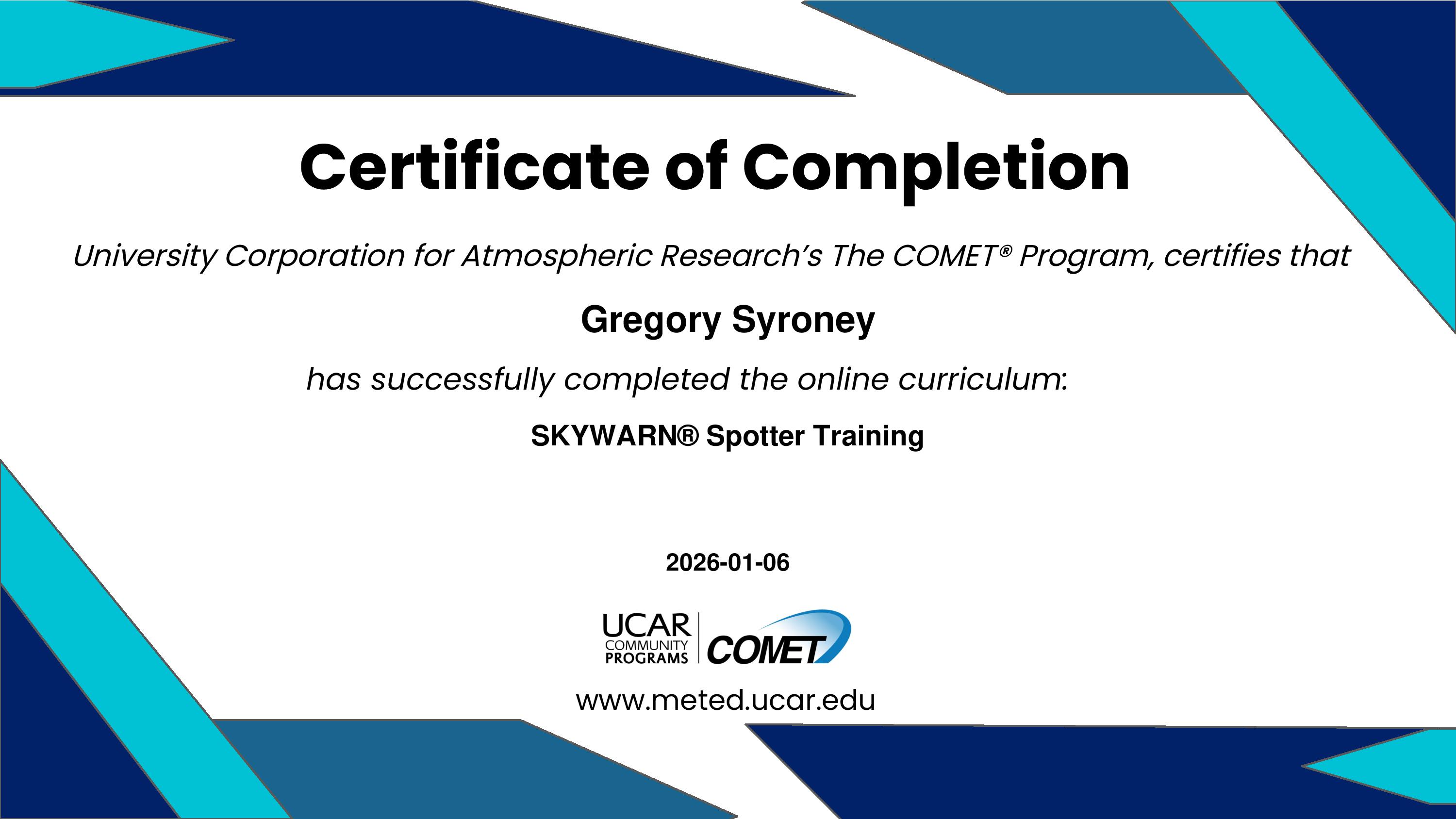 MetEd Comet SkyWARN® Spotter Training