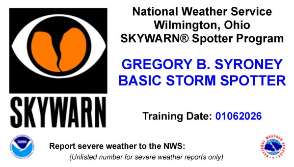 SkyWARN - Basic Spotter Training Card - January 6, 2026