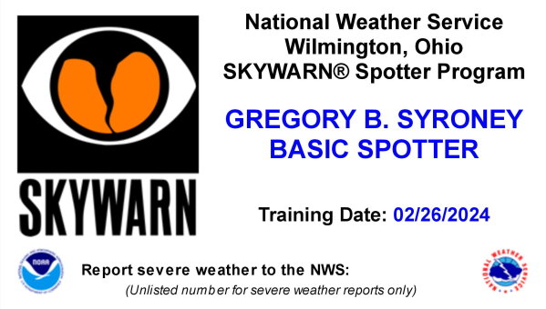 SkyWARN - Basic Spotter Training Card - February 26, 2024