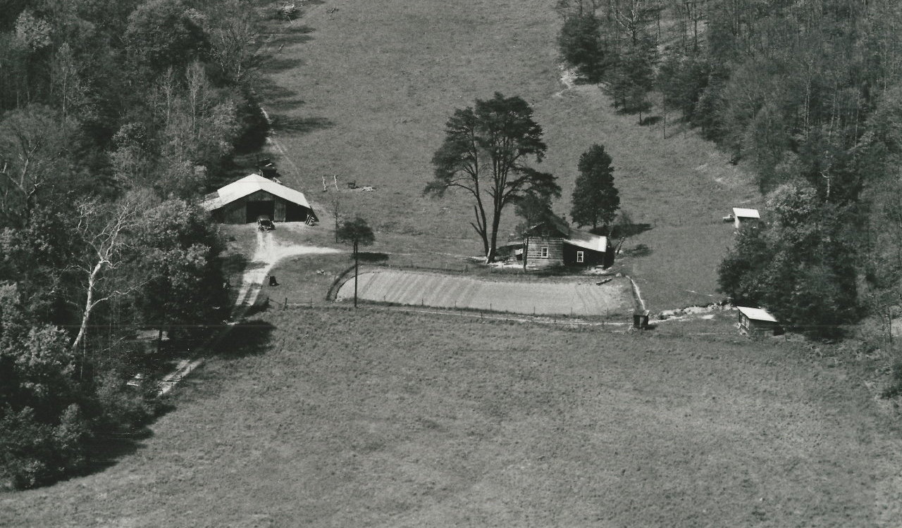 Black & White Image of Farm